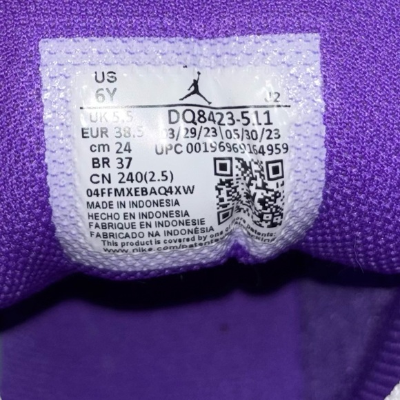 Nike Air Jordan 1 Mid Purple Venom Size 6Y / women’s 7.5 - Picture 9 of 10